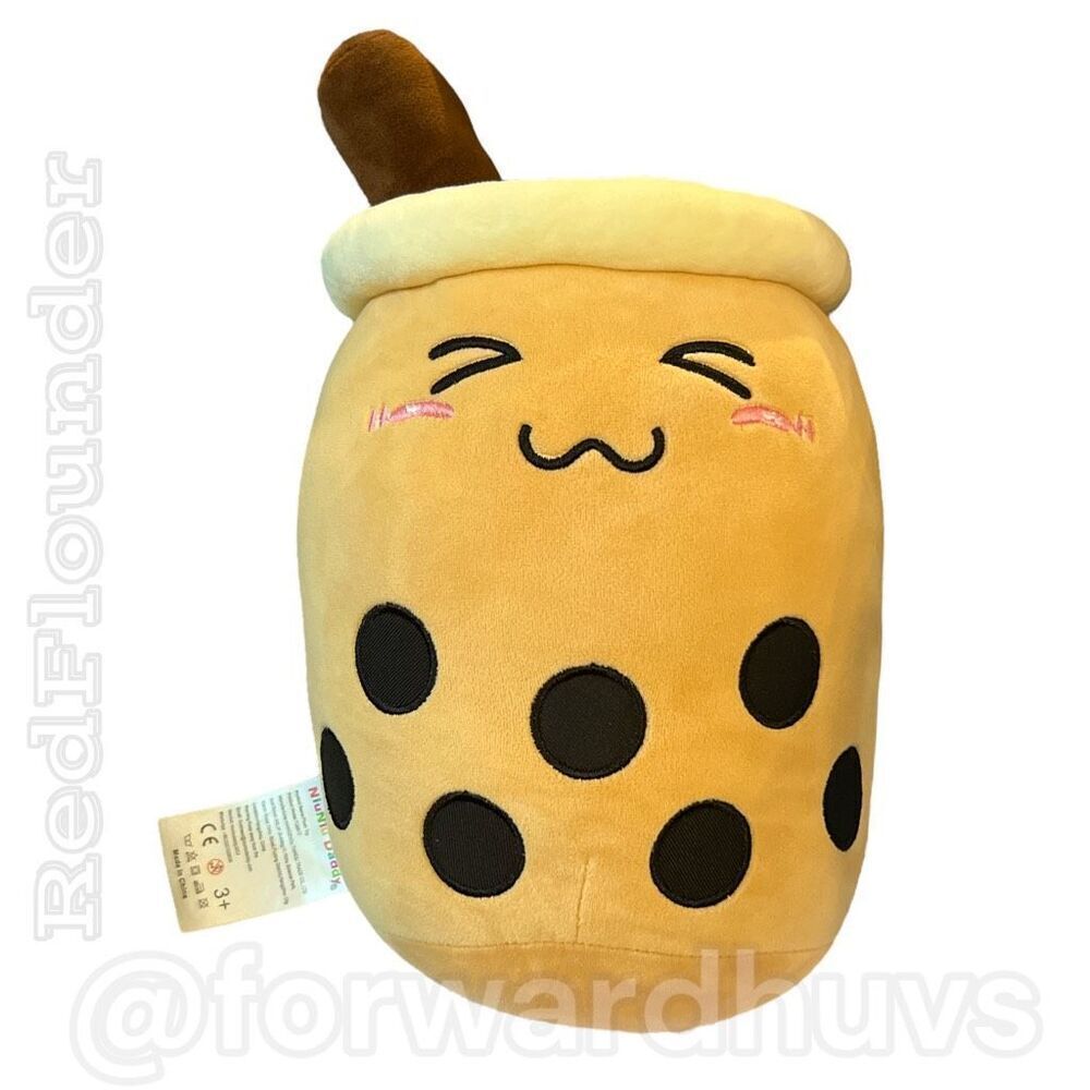 Cute Stuffed Boba Plush Closed Eyes Medium Size